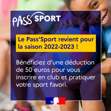 Saison 2022-2023 : bénéficiez d'une réduction de 50€ sur votre inscription dans un club de sport