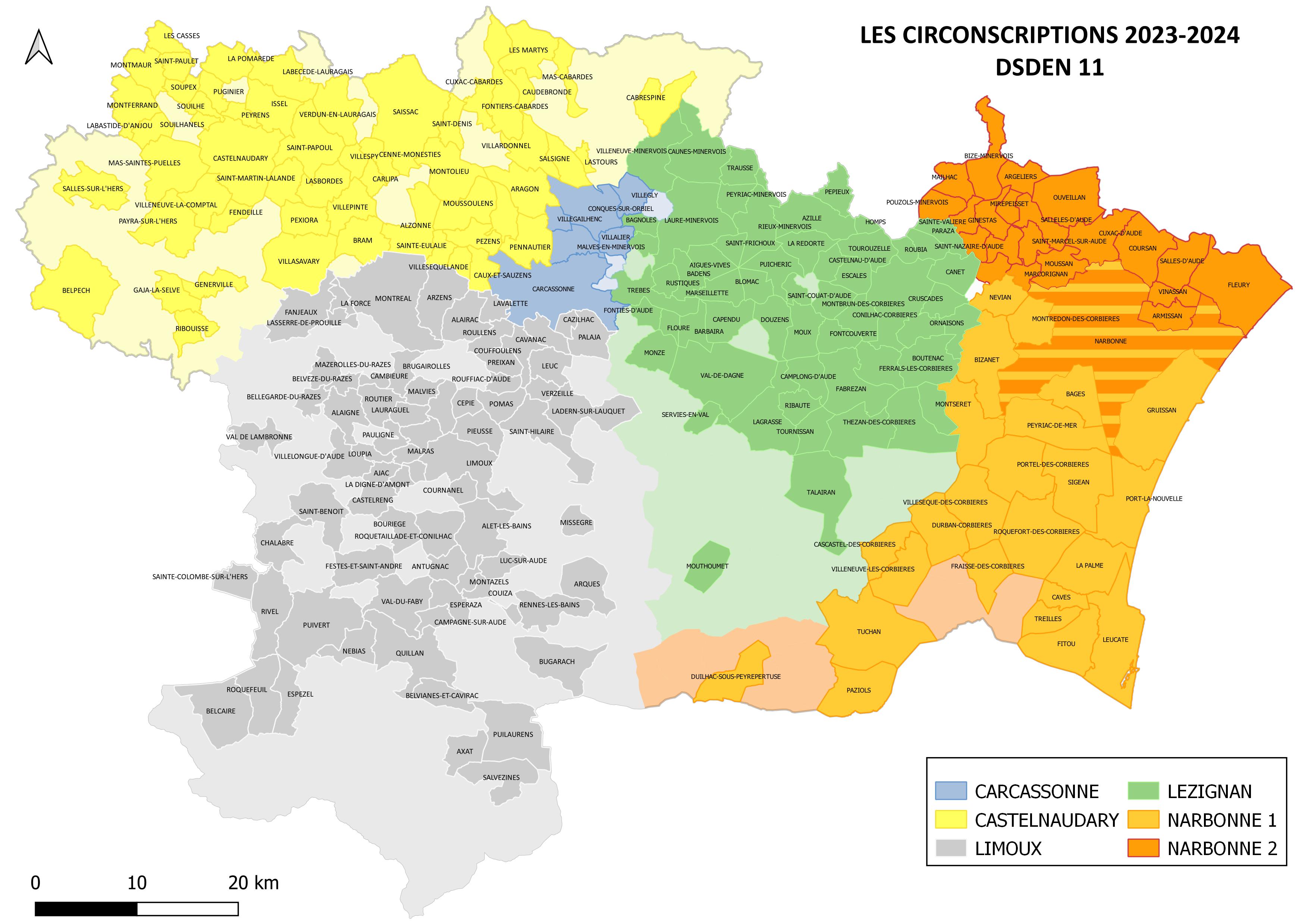 Carte circonscriptions Aude