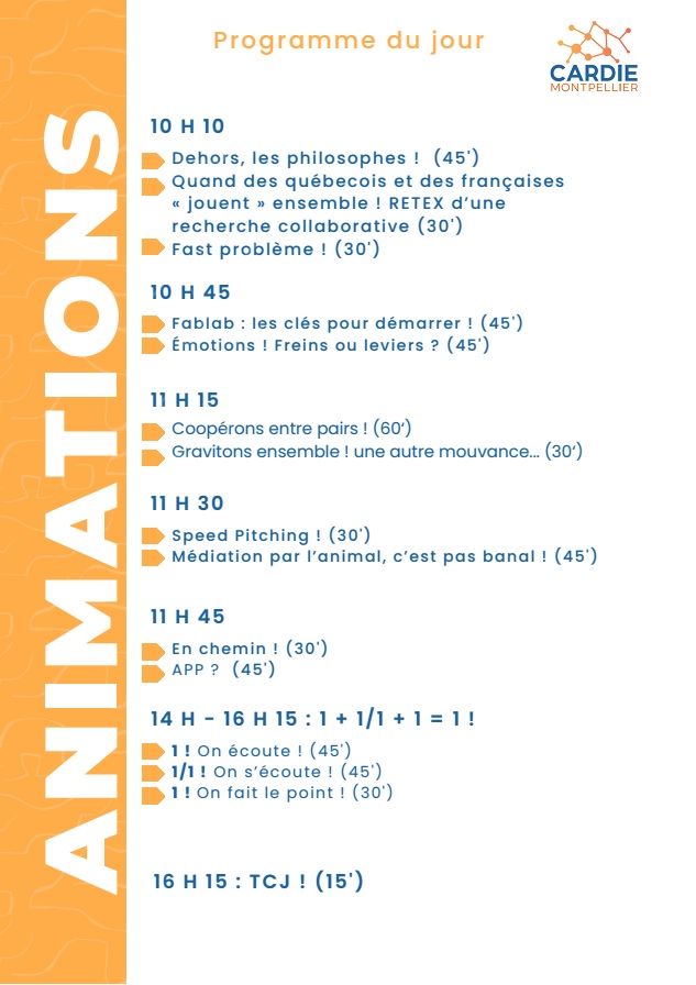 Programme Animations JAI CARDIE