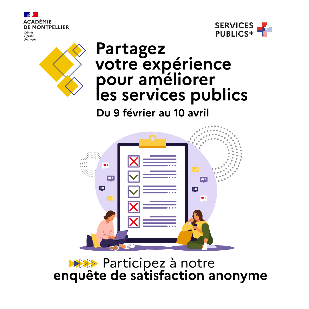 Partagez votre expérience pour améliorer les services publics du 9 février au 10 avril 2026 participez à notre enquête de satisfaction
