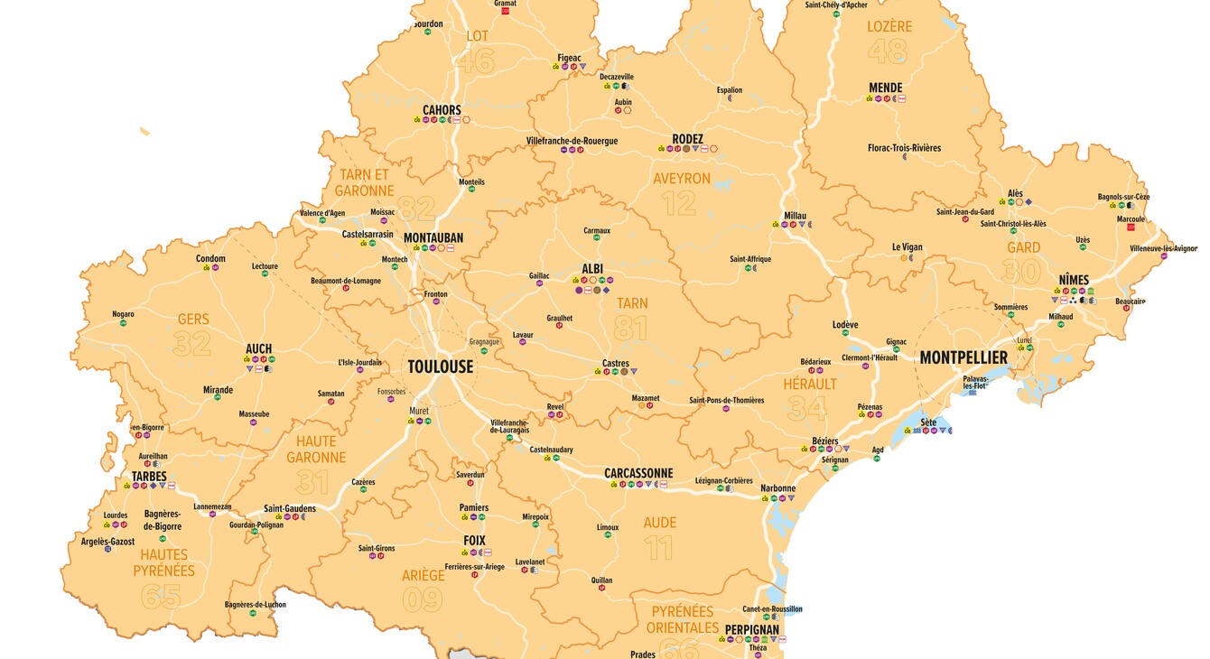 Carte de la région académique Occitanie