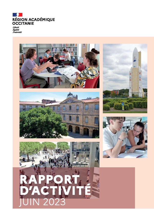 Page de couverture du rapport d'activité de la région académique juin 2023